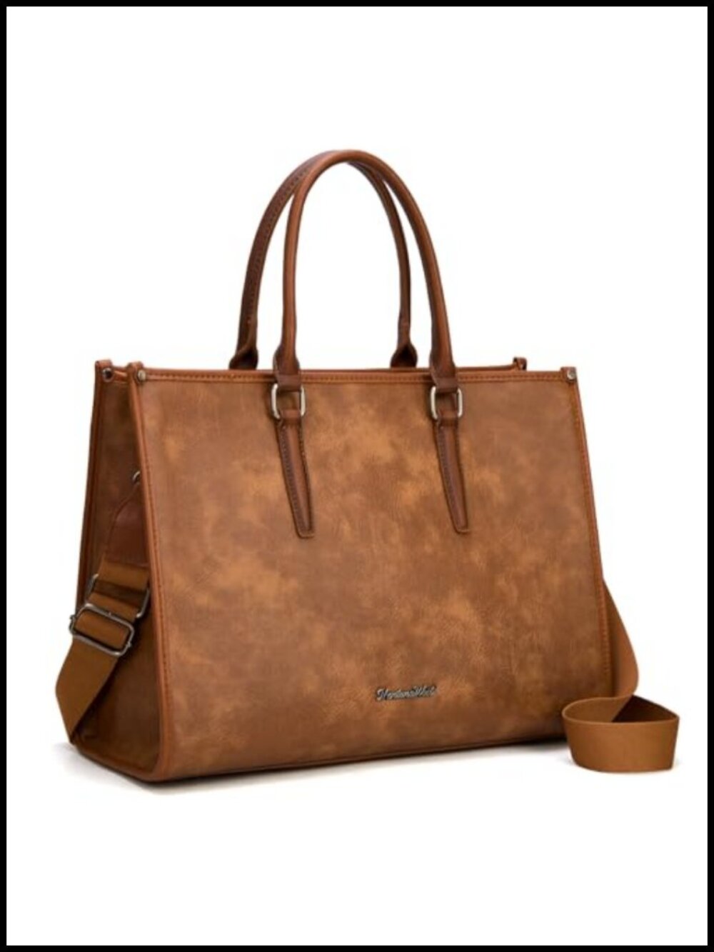 Vegan Leather Laptop Tote Bag Fits 15.6 Inch Computer Briefcase Work